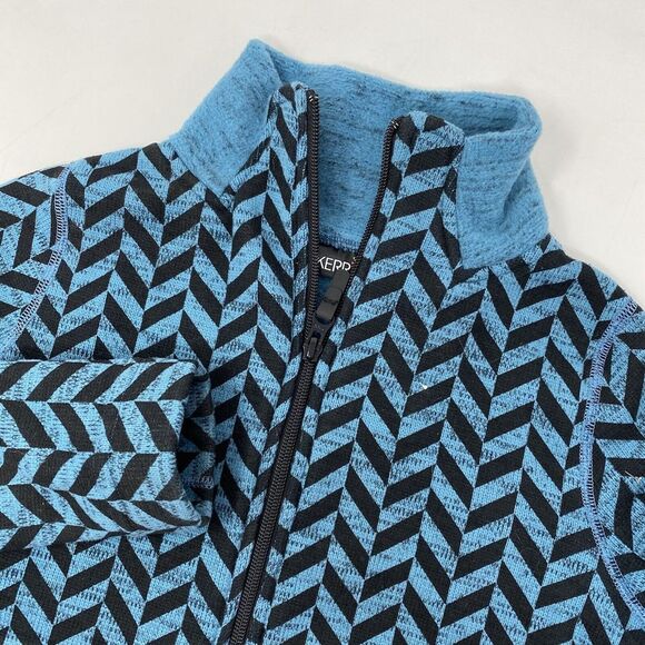 Kerrits Girls M Blue Herringbone Flip Tail Fleece Equestrian Full Zip Jacket - Picture 1 of 7